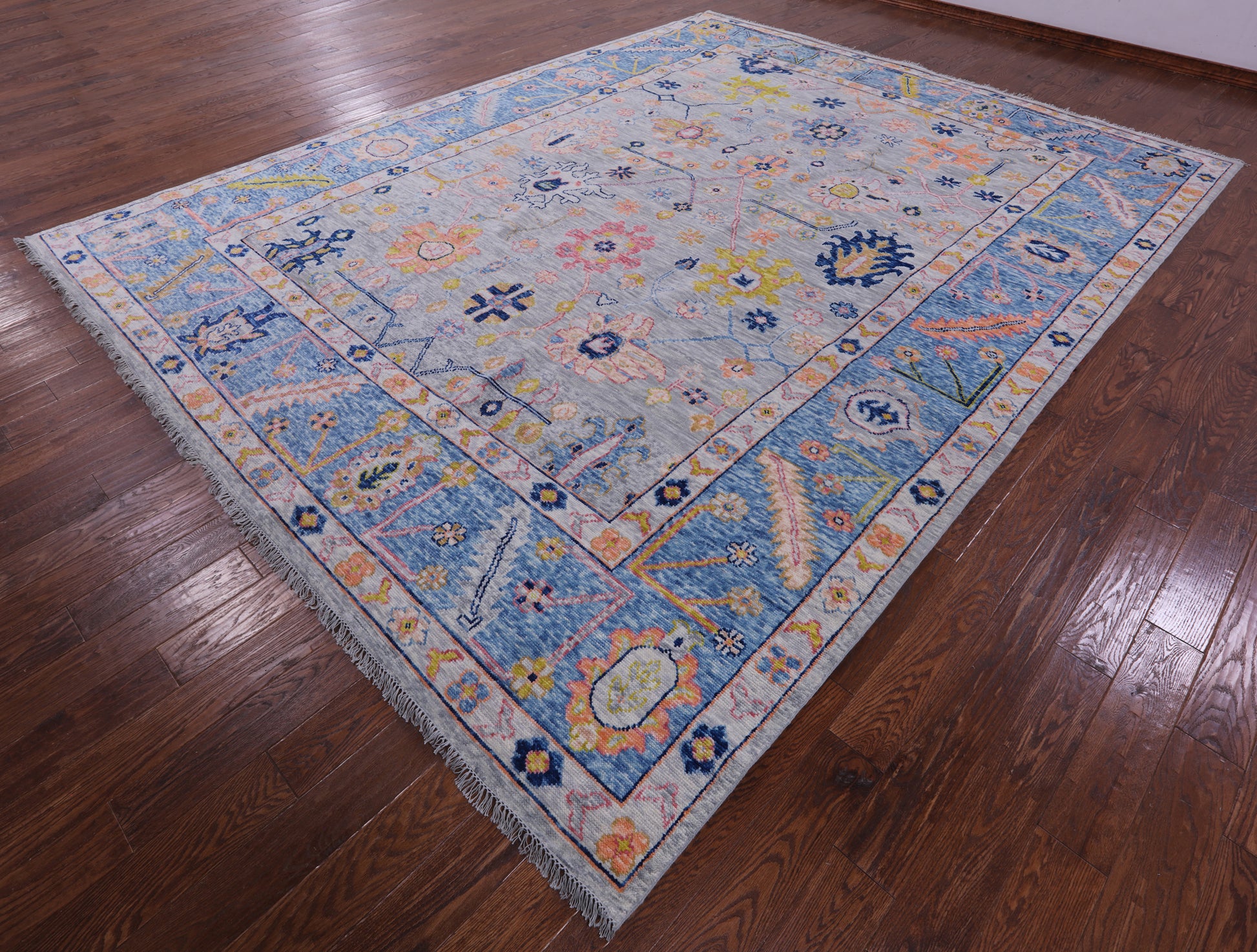 Grey Turkish Oushak Hand Knotted Wool Rug - 10' 4" X 13' 6" - Golden Nile