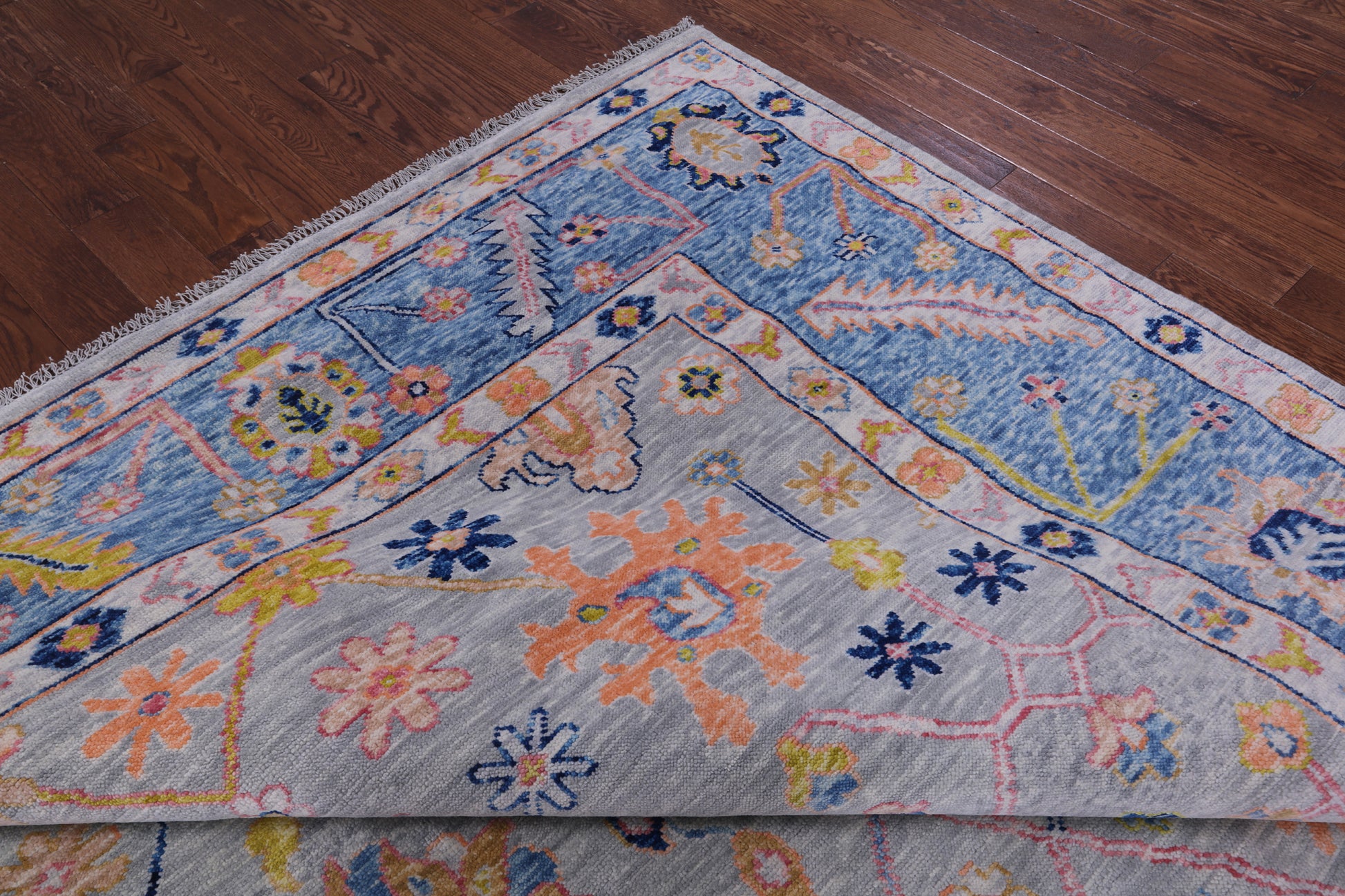 Grey Turkish Oushak Hand Knotted Wool Rug - 10' 4" X 13' 6" - Golden Nile