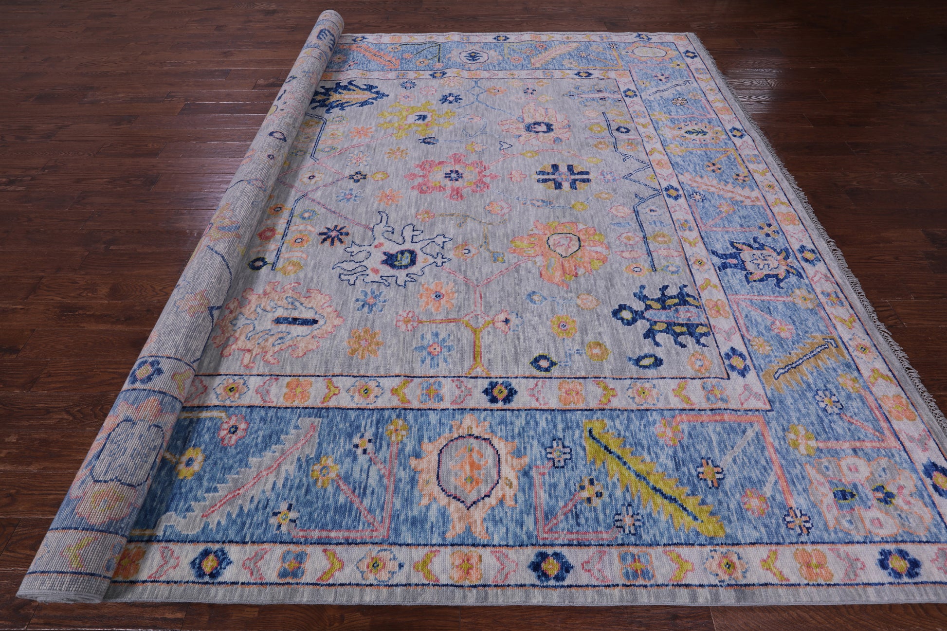 Grey Turkish Oushak Hand Knotted Wool Rug - 10' 4" X 13' 6" - Golden Nile