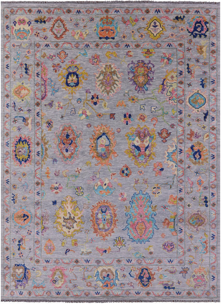 Grey Turkish Oushak Hand Knotted Wool Rug - 10' 2" X 13' 11" - Golden Nile