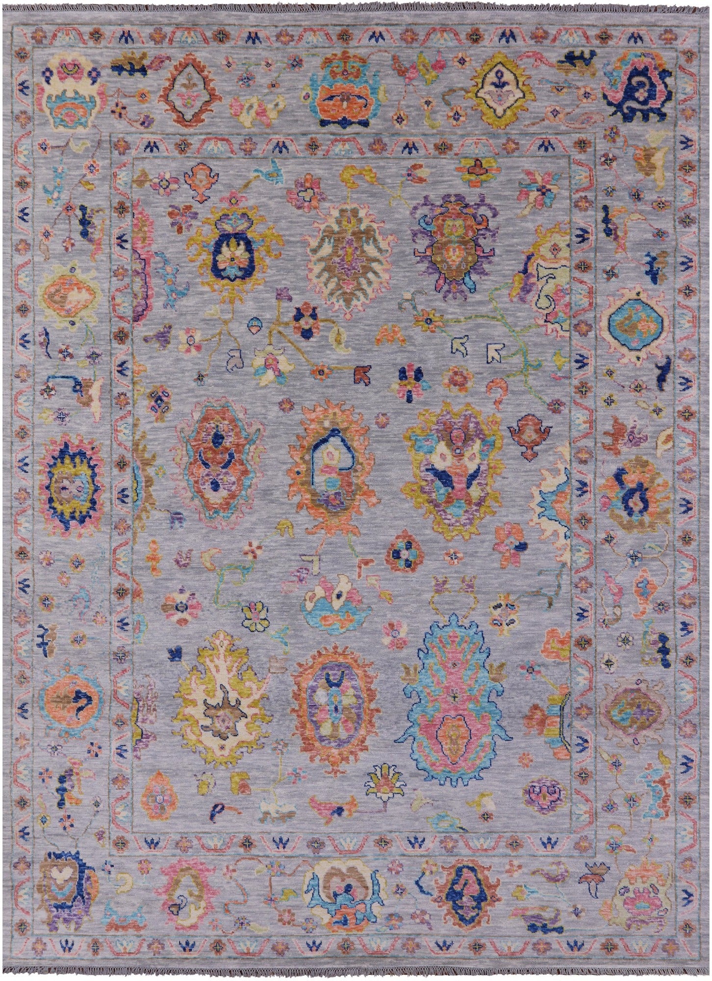 Grey Turkish Oushak Hand Knotted Wool Rug - 10' 2" X 13' 11" - Golden Nile