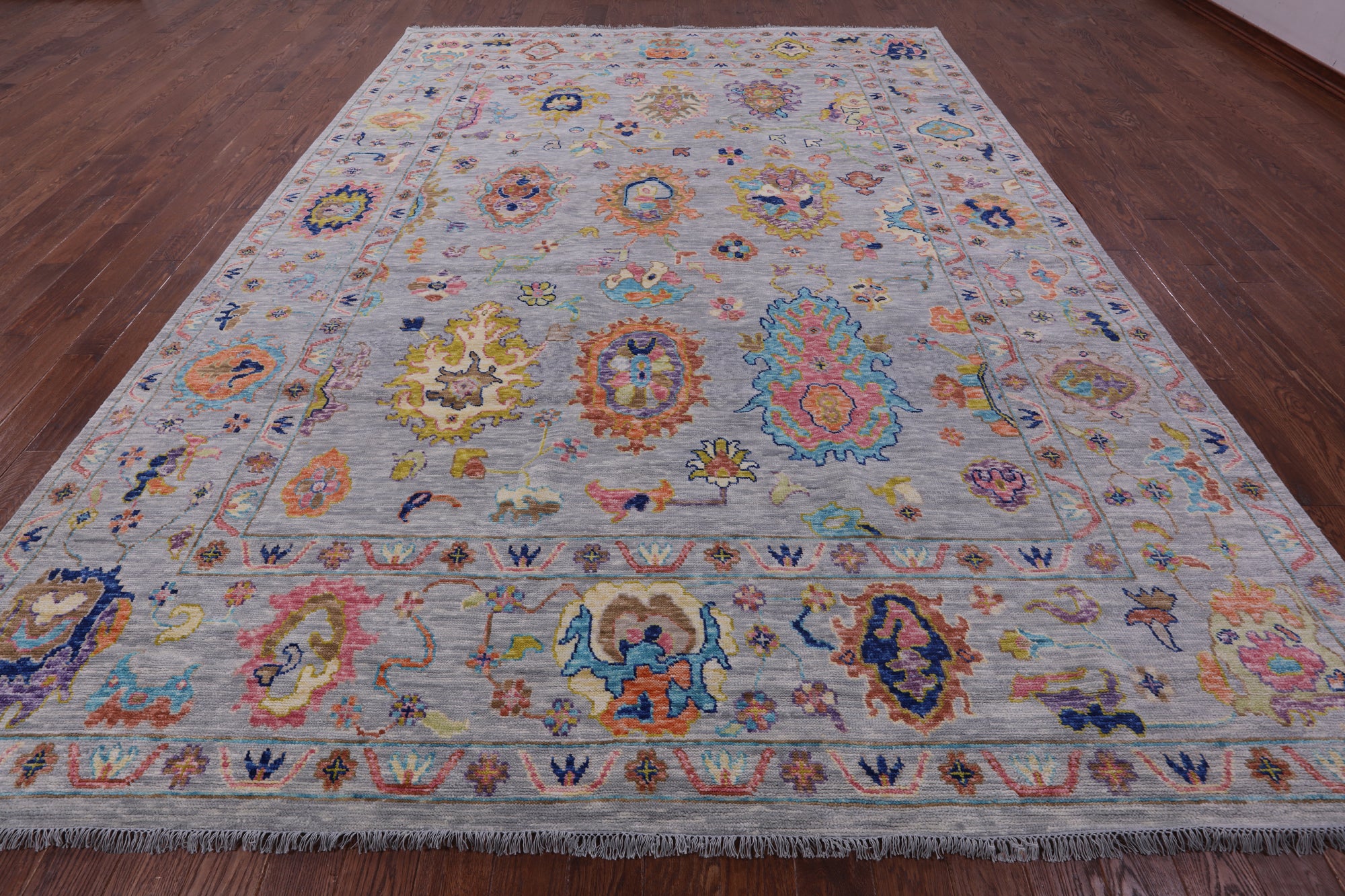 Grey Turkish Oushak Hand Knotted Wool Rug - 10' 2" X 13' 11" - Golden Nile