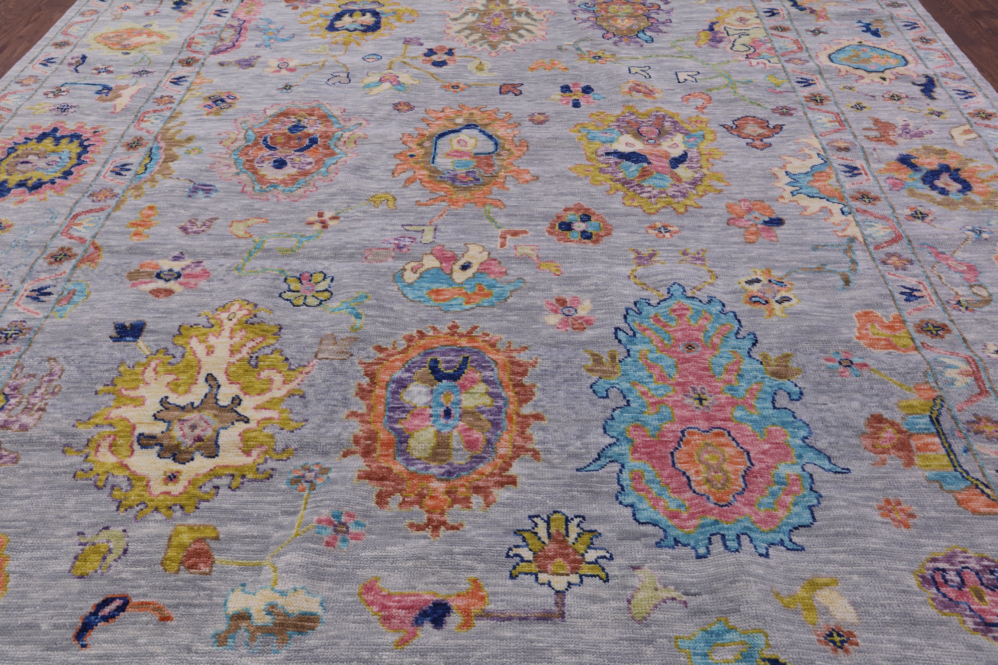 Grey Turkish Oushak Hand Knotted Wool Rug - 10' 2" X 13' 11" - Golden Nile