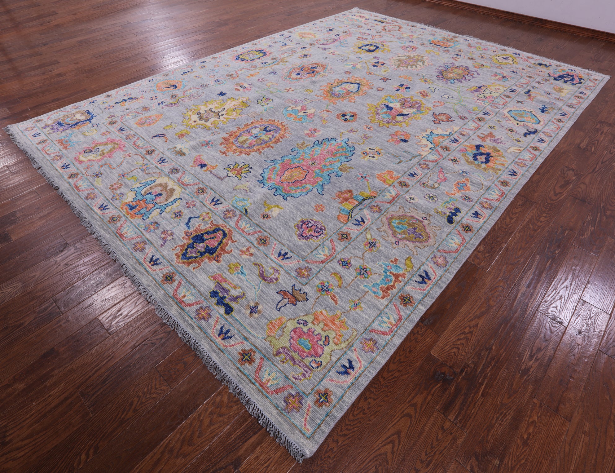 Grey Turkish Oushak Hand Knotted Wool Rug - 10' 2" X 13' 11" - Golden Nile