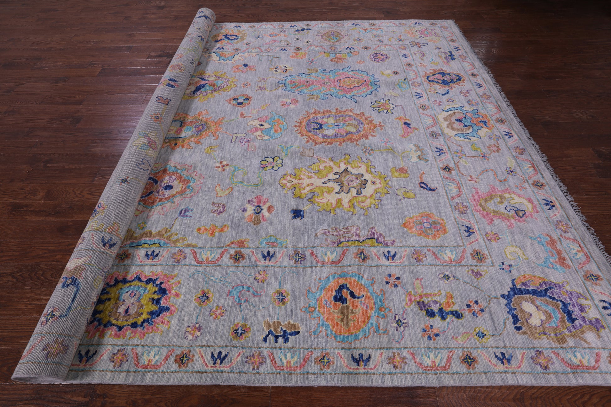 Grey Turkish Oushak Hand Knotted Wool Rug - 10' 2" X 13' 11" - Golden Nile