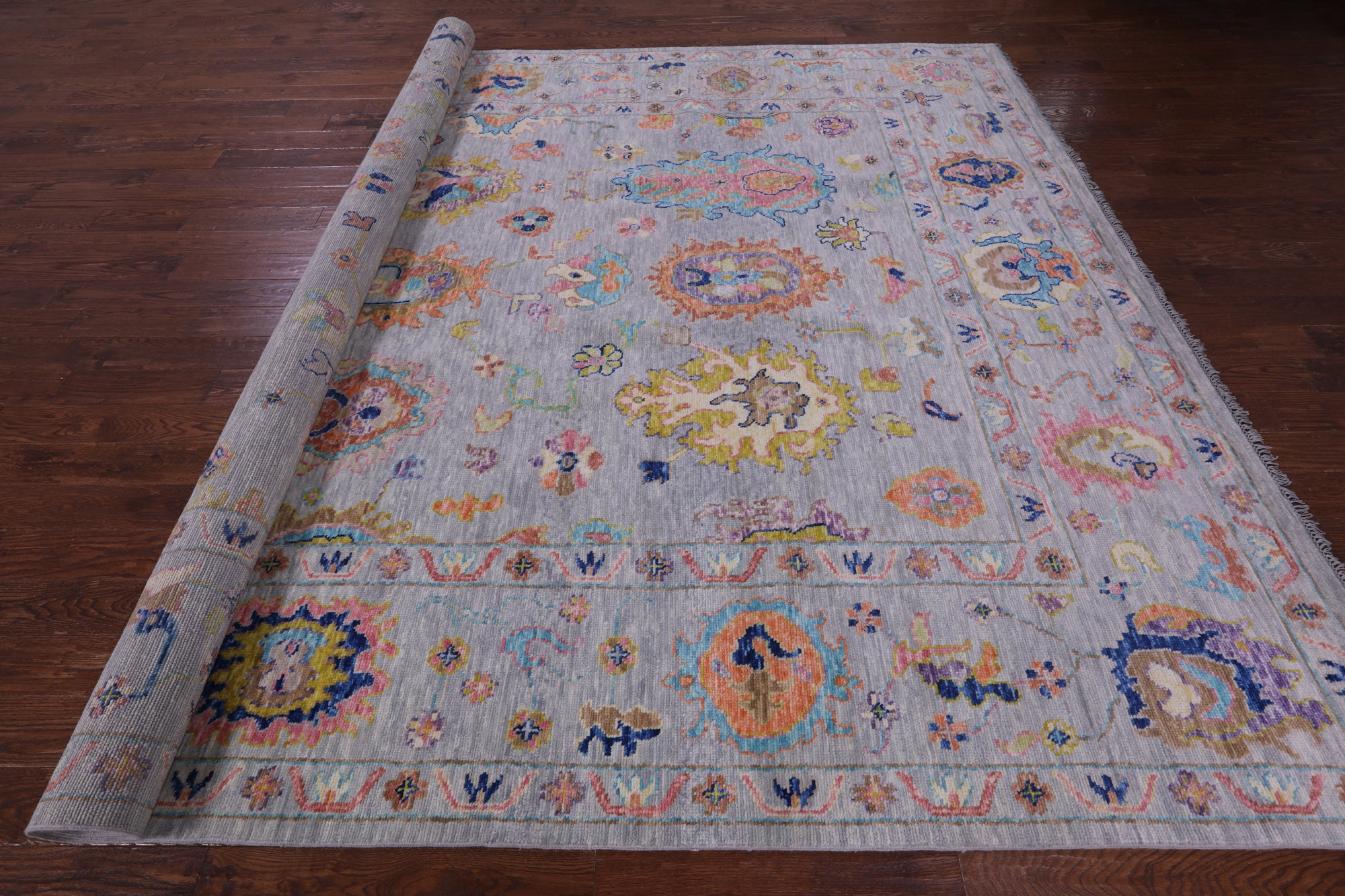 Grey Turkish Oushak Hand Knotted Wool Rug - 10' 2" X 13' 11" - Golden Nile