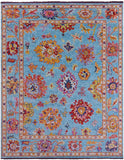 Blue Turkish Oushak Handmade Wool Rug - 8' 2" X 10' 4" - Golden Nile