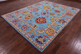 Blue Turkish Oushak Handmade Wool Rug - 8' 2" X 10' 4" - Golden Nile