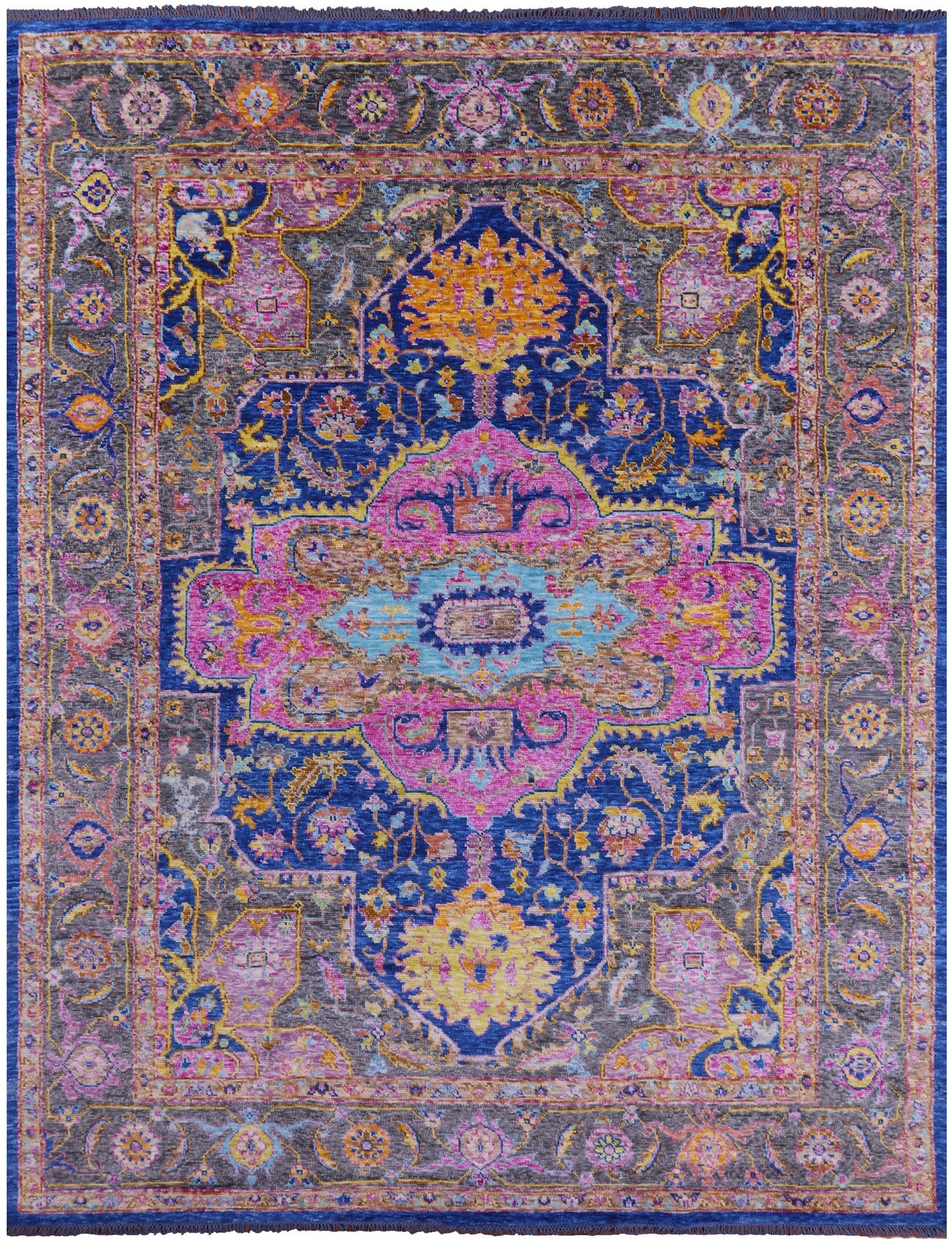 Blue Heriz Serapi Hand Knotted Wool Rug - 9' 2" X 12' 0" - Golden Nile