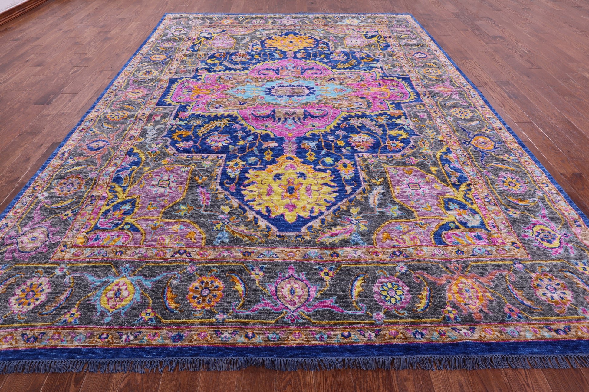 Blue Heriz Serapi Hand Knotted Wool Rug - 9' 2" X 12' 0" - Golden Nile