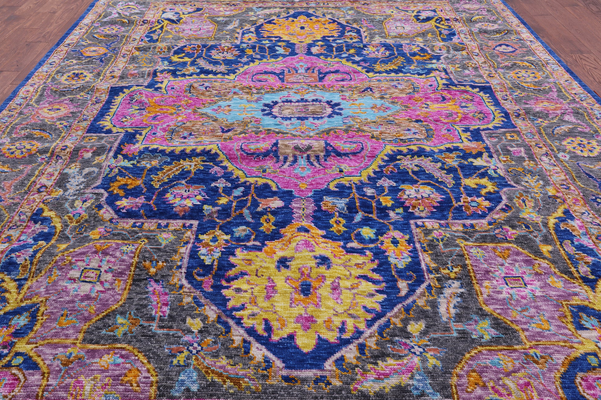 Blue Heriz Serapi Hand Knotted Wool Rug - 9' 2" X 12' 0" - Golden Nile