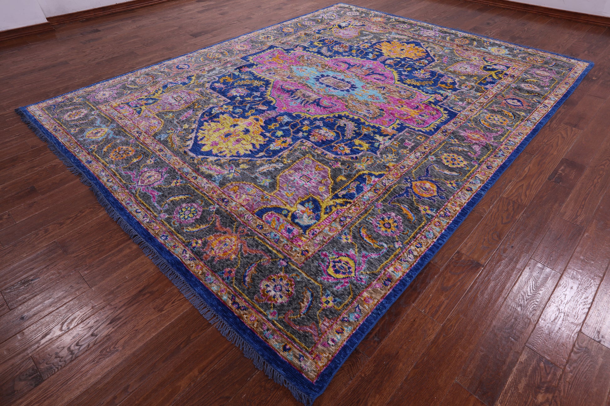 Blue Heriz Serapi Hand Knotted Wool Rug - 9' 2" X 12' 0" - Golden Nile