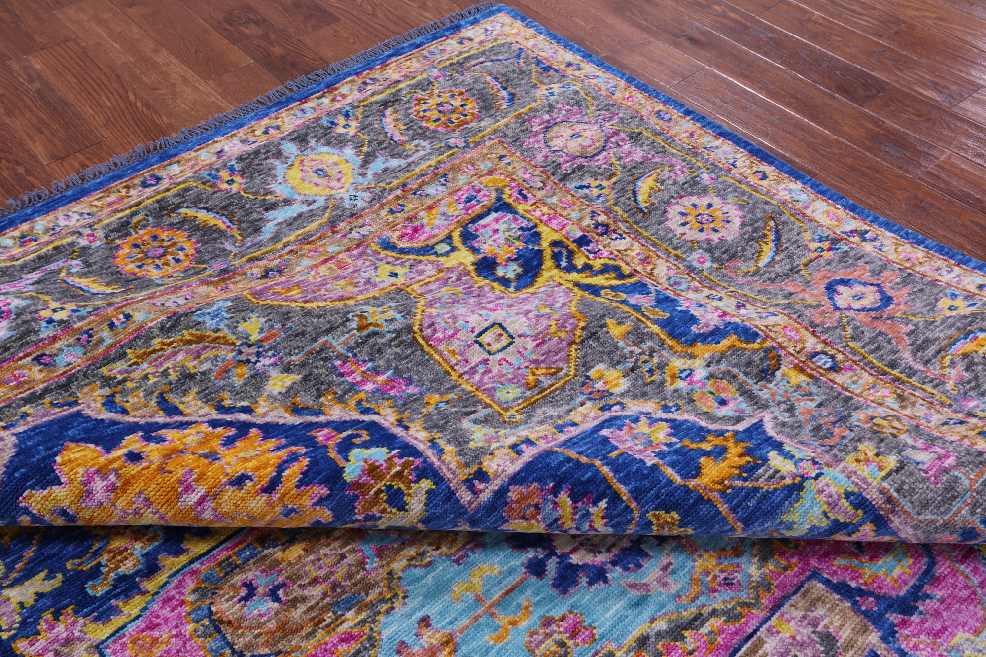 Blue Heriz Serapi Hand Knotted Wool Rug - 9' 2" X 12' 0" - Golden Nile