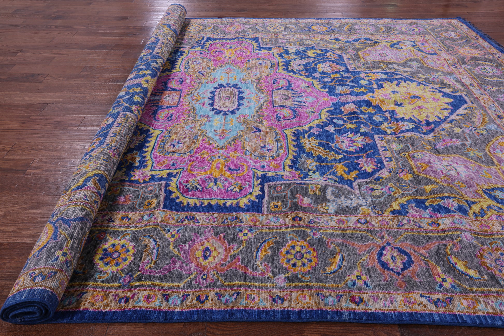 Blue Heriz Serapi Hand Knotted Wool Rug - 9' 2" X 12' 0" - Golden Nile