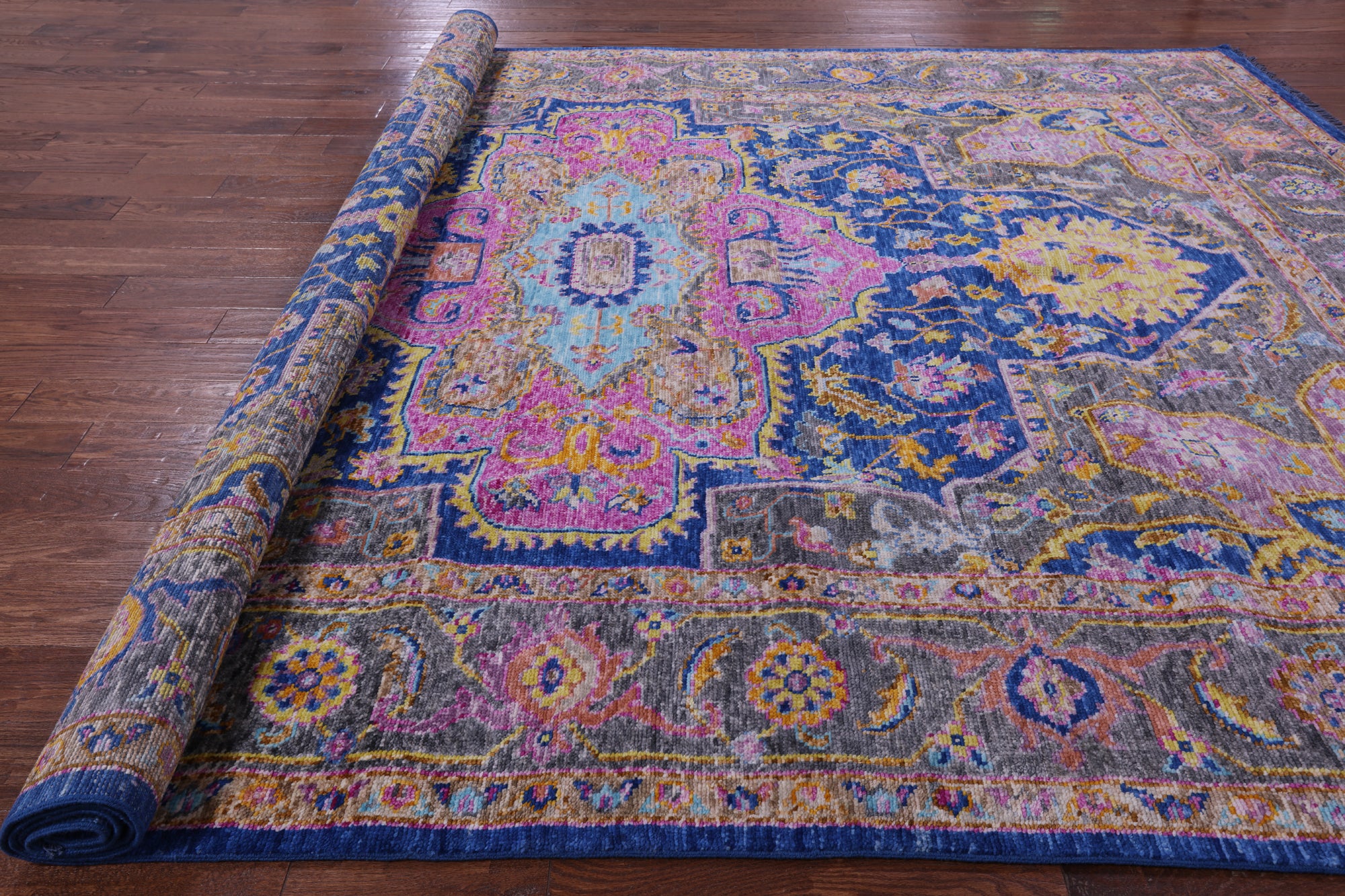 Blue Heriz Serapi Hand Knotted Wool Rug - 9' 2" X 12' 0" - Golden Nile