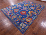 Blue Turkish Oushak Hand Knotted Wool Rug - 9' 2" X 11' 9" - Golden Nile