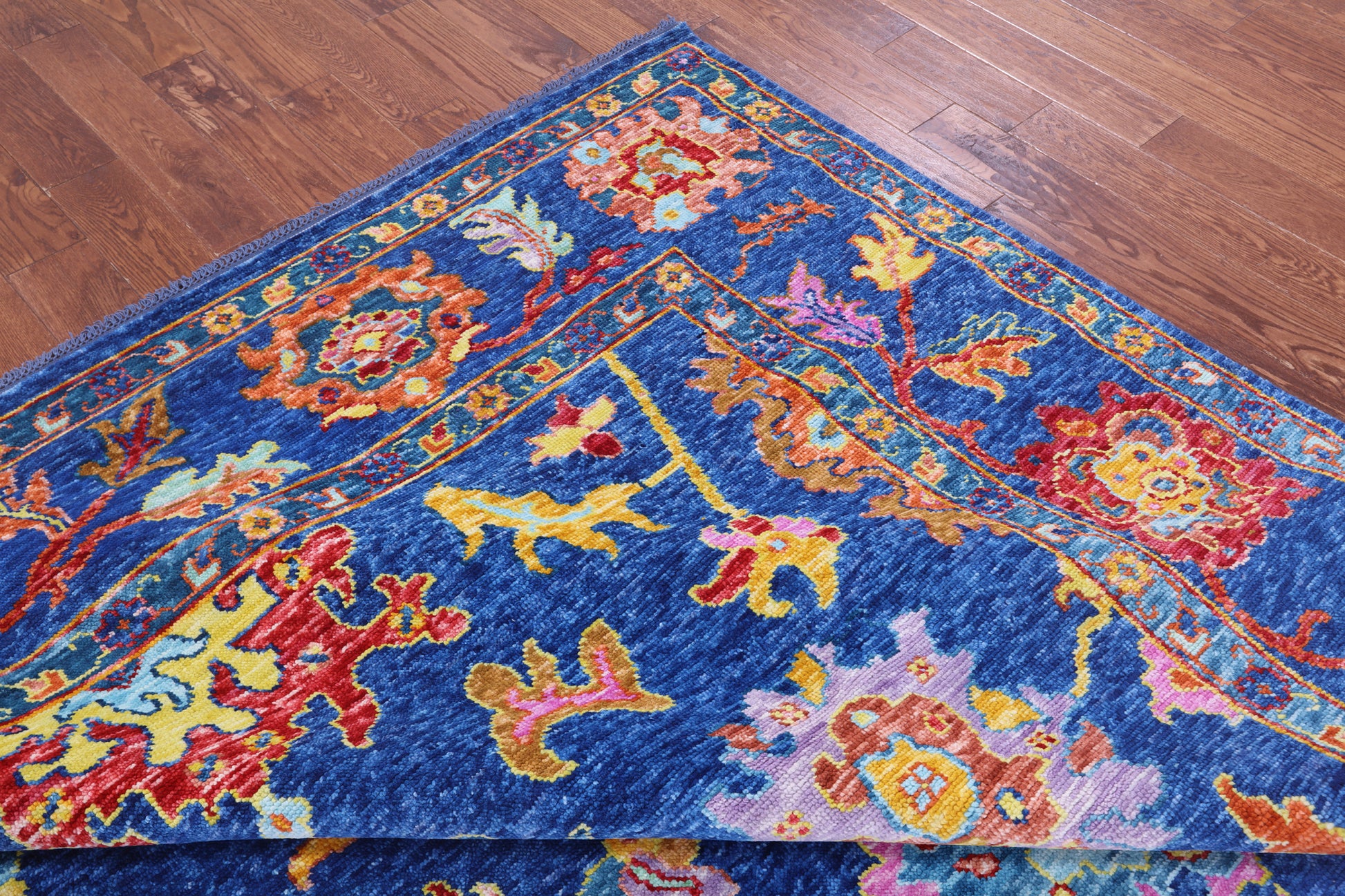 Blue Turkish Oushak Hand Knotted Wool Rug - 9' 2" X 11' 9" - Golden Nile