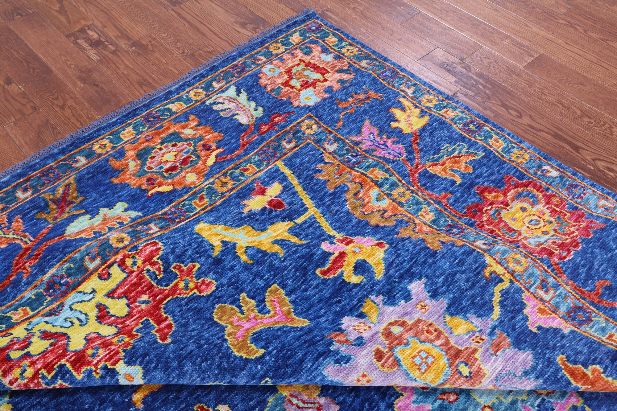 Blue Turkish Oushak Hand Knotted Wool Rug - 9' 2" X 11' 9" - Golden Nile