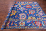 Blue Turkish Oushak Hand Knotted Wool Rug - 9' 2" X 11' 9" - Golden Nile