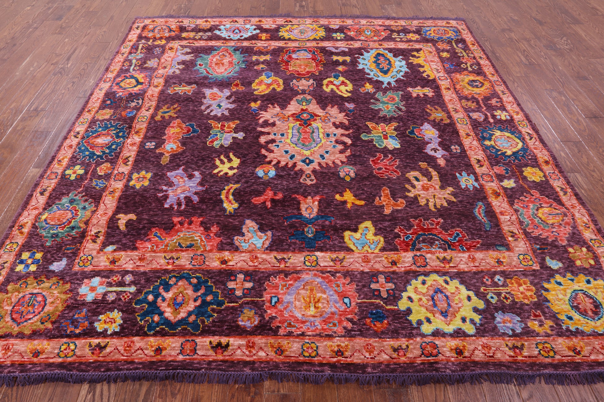 Square Turkish Oushak Hand Knotted Wool Rug - 8' 11" X 9' 1" - Golden Nile