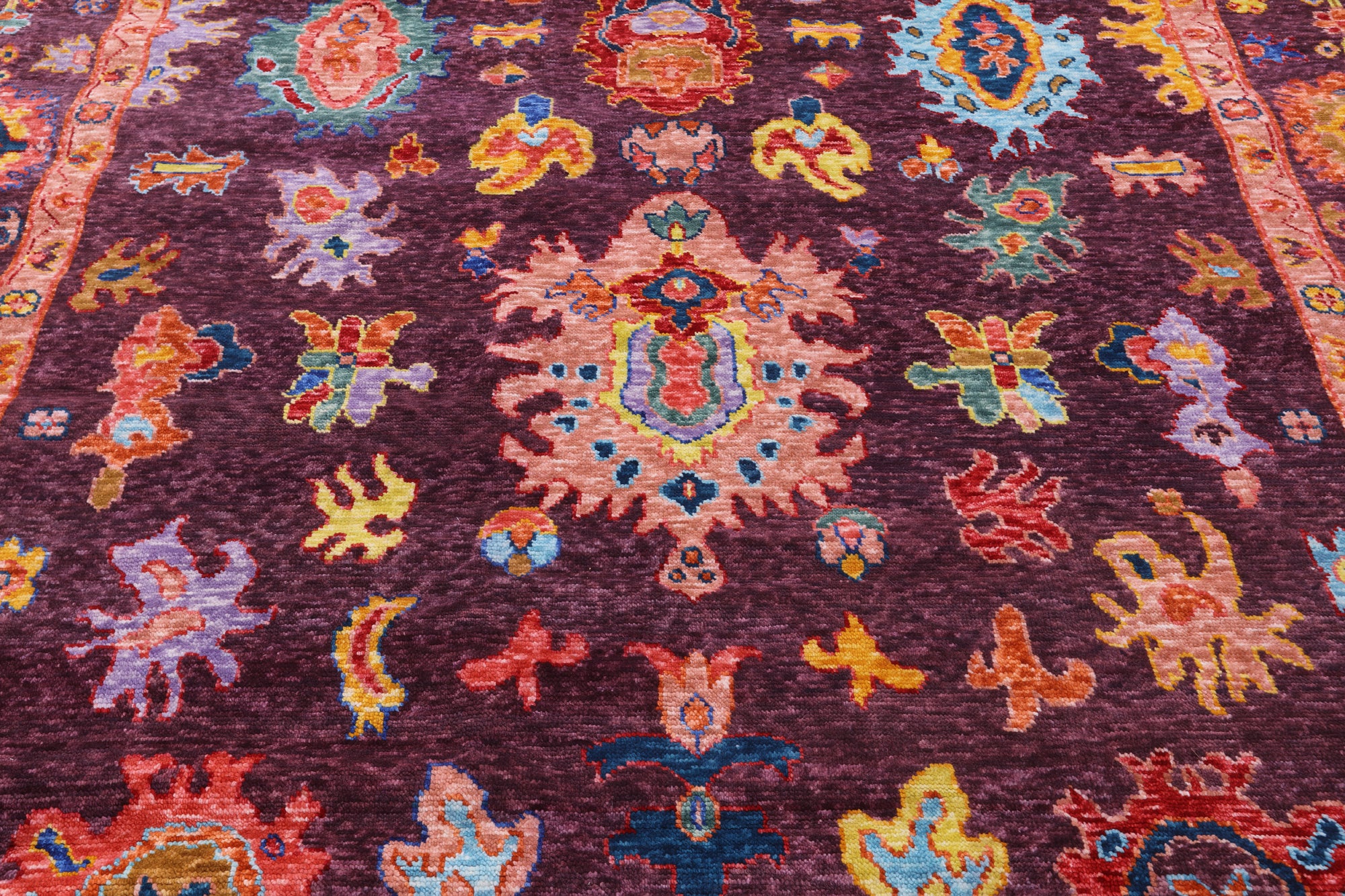 Square Turkish Oushak Hand Knotted Wool Rug - 8' 11" X 9' 1" - Golden Nile