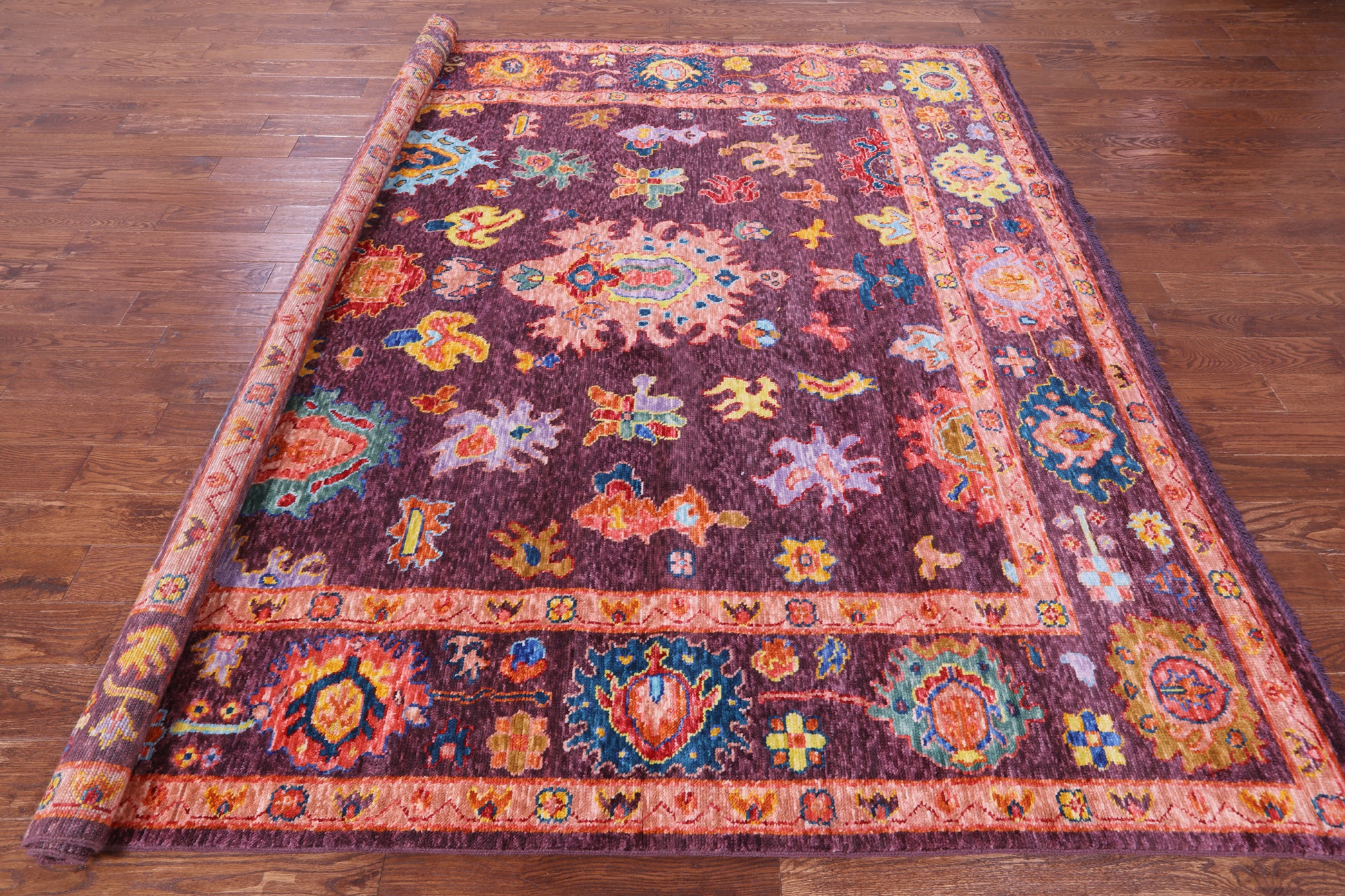 Square Turkish Oushak Hand Knotted Wool Rug - 8' 11" X 9' 1" - Golden Nile
