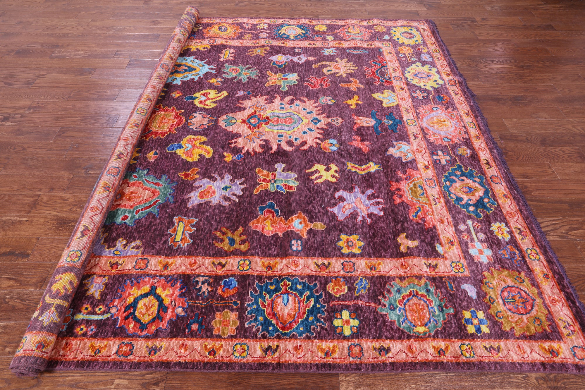Square Turkish Oushak Hand Knotted Wool Rug - 8' 11" X 9' 1" - Golden Nile