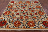 Square William Morris Handmade Wool Area Rug - 8' 1" X 8' 3" - Golden Nile