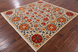 Square William Morris Handmade Wool Area Rug - 8' 1" X 8' 3" - Golden Nile