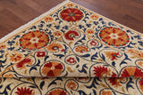 Square William Morris Handmade Wool Area Rug - 8' 1" X 8' 3" - Golden Nile