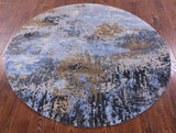 Round Contemporary Hand Knotted Wool & Silk Rug - 6' 0" X 6' 0" - Golden Nile