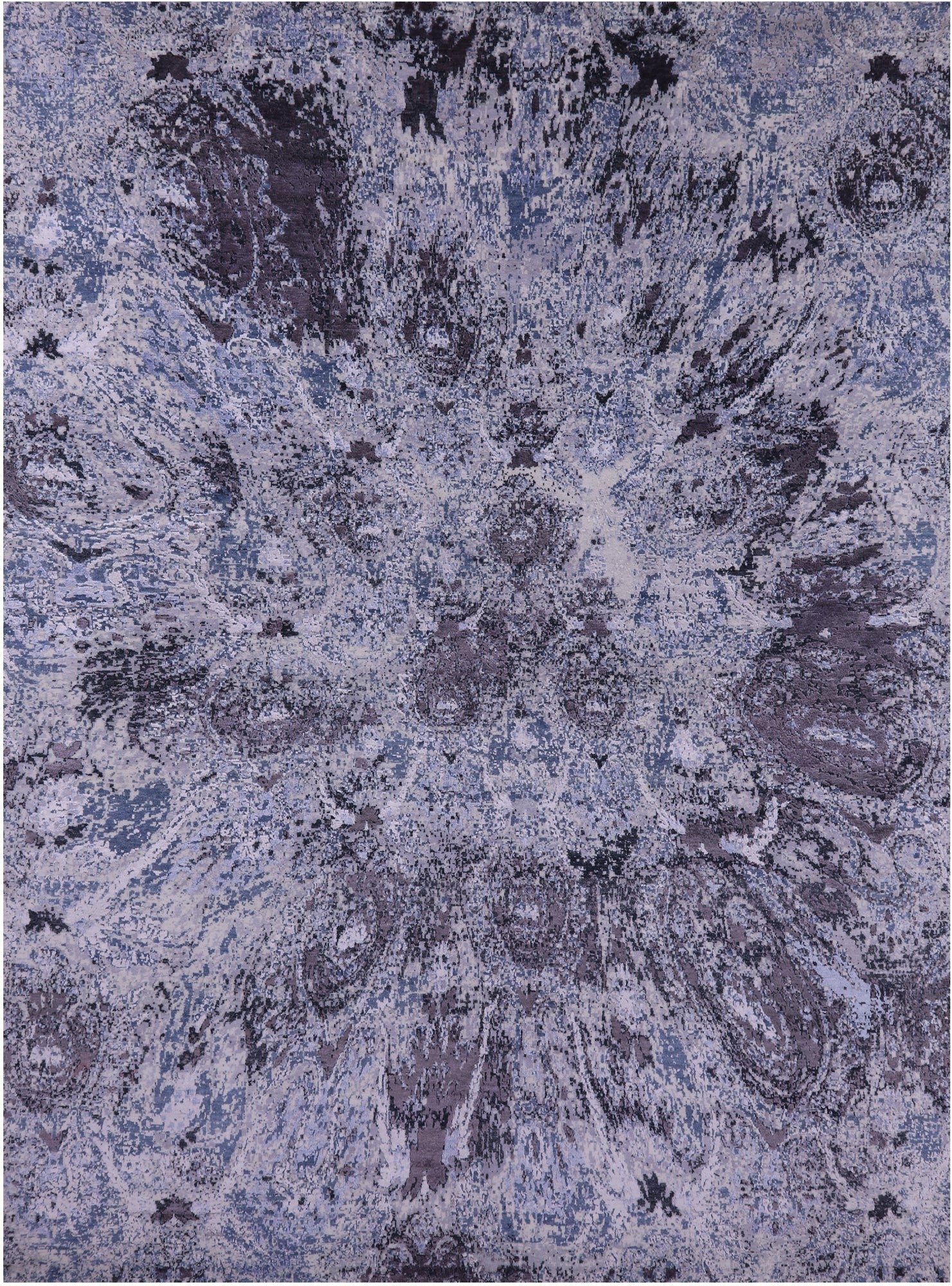 Contemporary Hand Knotted Wool & Silk Rug - 8' 11" X 12' 1" - Golden Nile