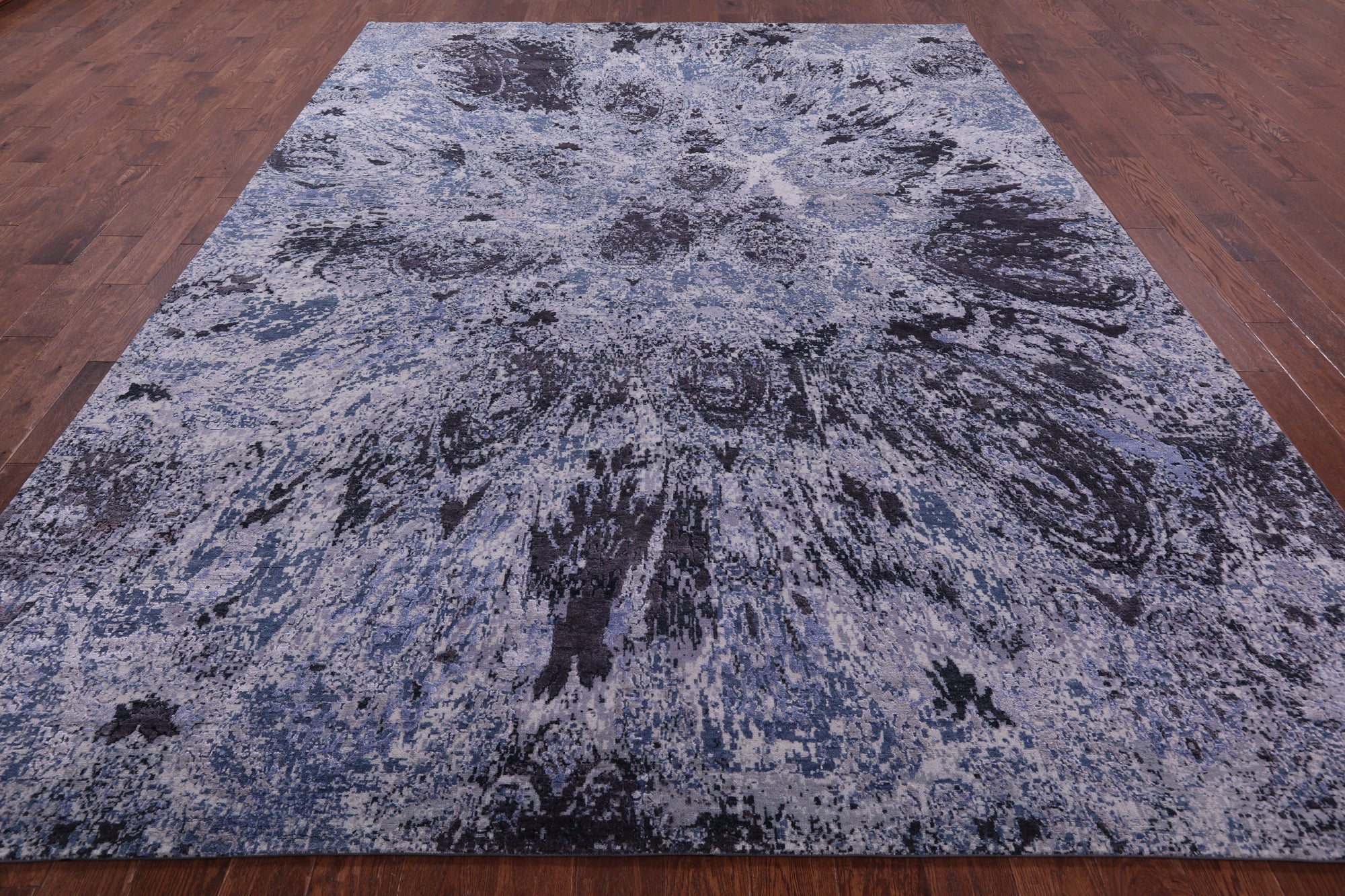 Contemporary Hand Knotted Wool & Silk Rug - 8' 11" X 12' 1" - Golden Nile