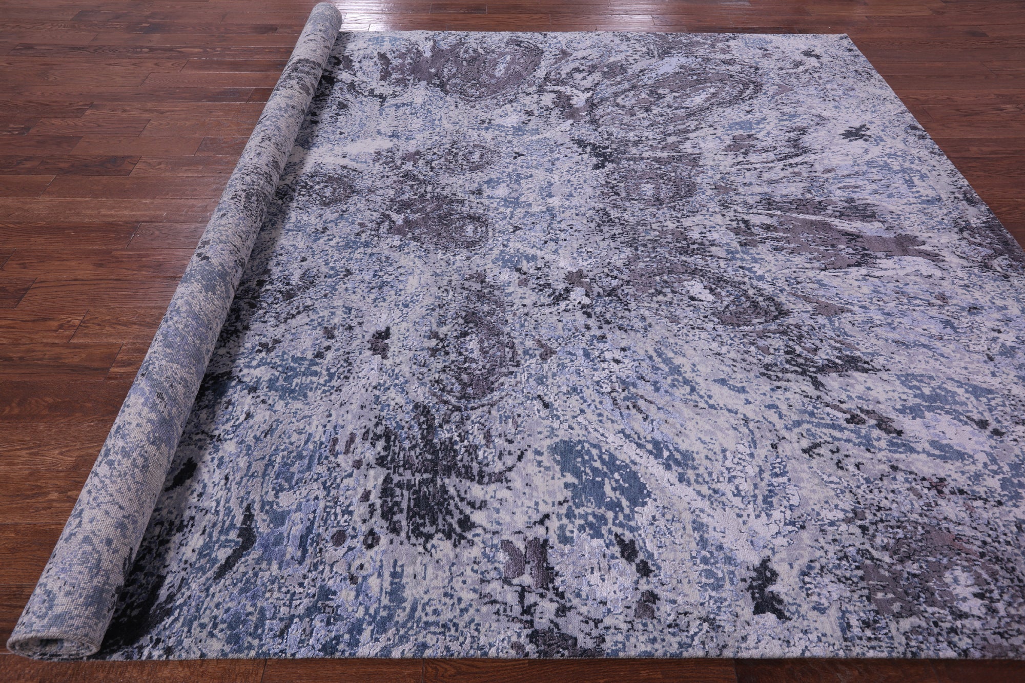 Contemporary Hand Knotted Wool & Silk Rug - 8' 11" X 12' 1" - Golden Nile