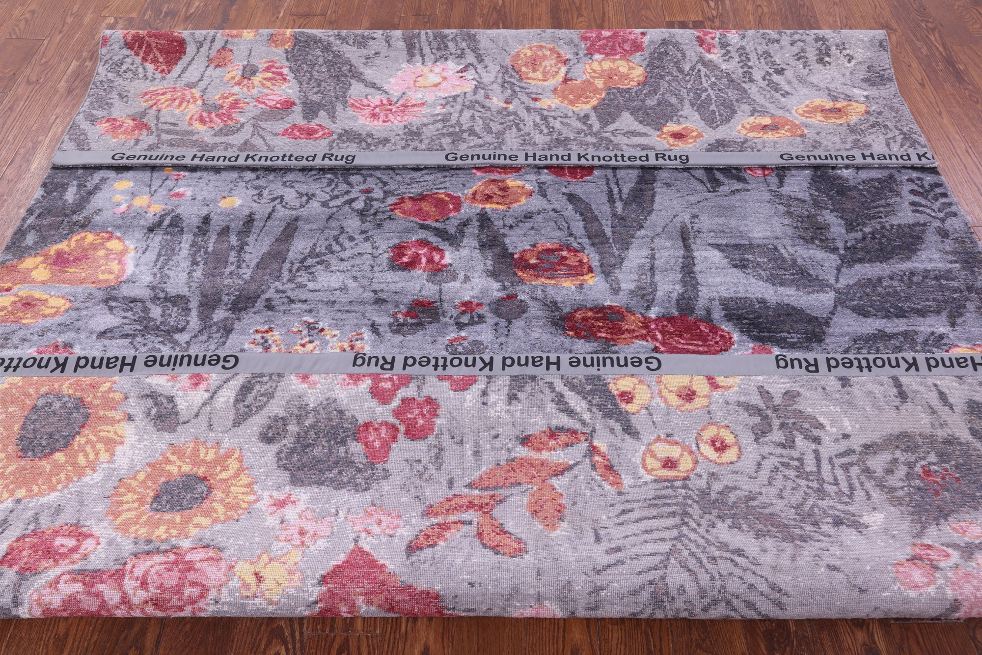 Contemporary Hand Knotted 100% Silk Rug - 8' 0" X 9' 11" - Golden Nile