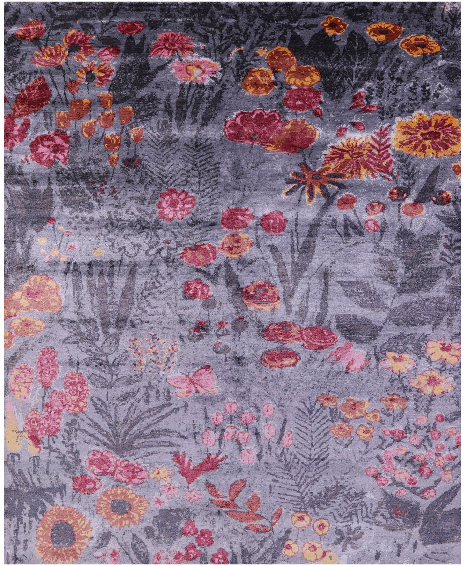 Contemporary Hand Knotted 100% Silk Rug - 8' 0" X 9' 11" - Golden Nile