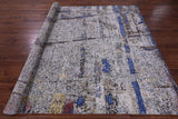 Abstract Contemporary Hand Knotted Wool & Silk Rug - 7' 10" X 10' 1" - Golden Nile