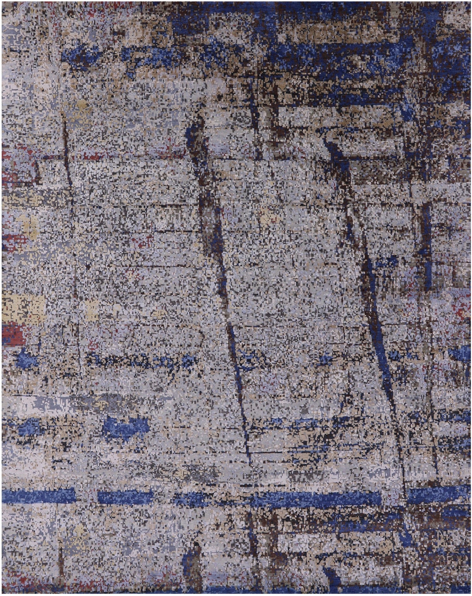 Abstract Contemporary Hand Knotted Wool & Silk Rug - 7' 10" X 10' 1" - Golden Nile