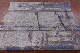 Abstract Contemporary Hand Knotted Wool & Silk Rug - 7' 10" X 10' 1" - Golden Nile