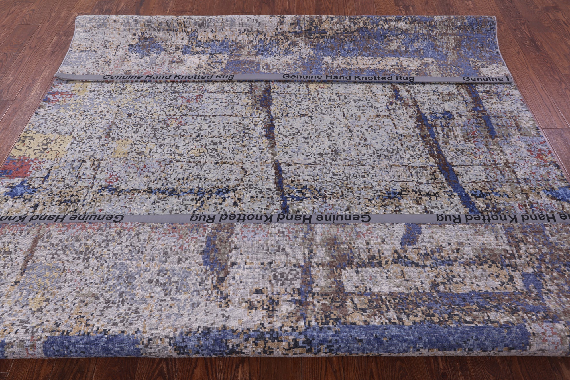 Abstract Contemporary Hand Knotted Wool & Silk Rug - 7' 10" X 10' 1" - Golden Nile