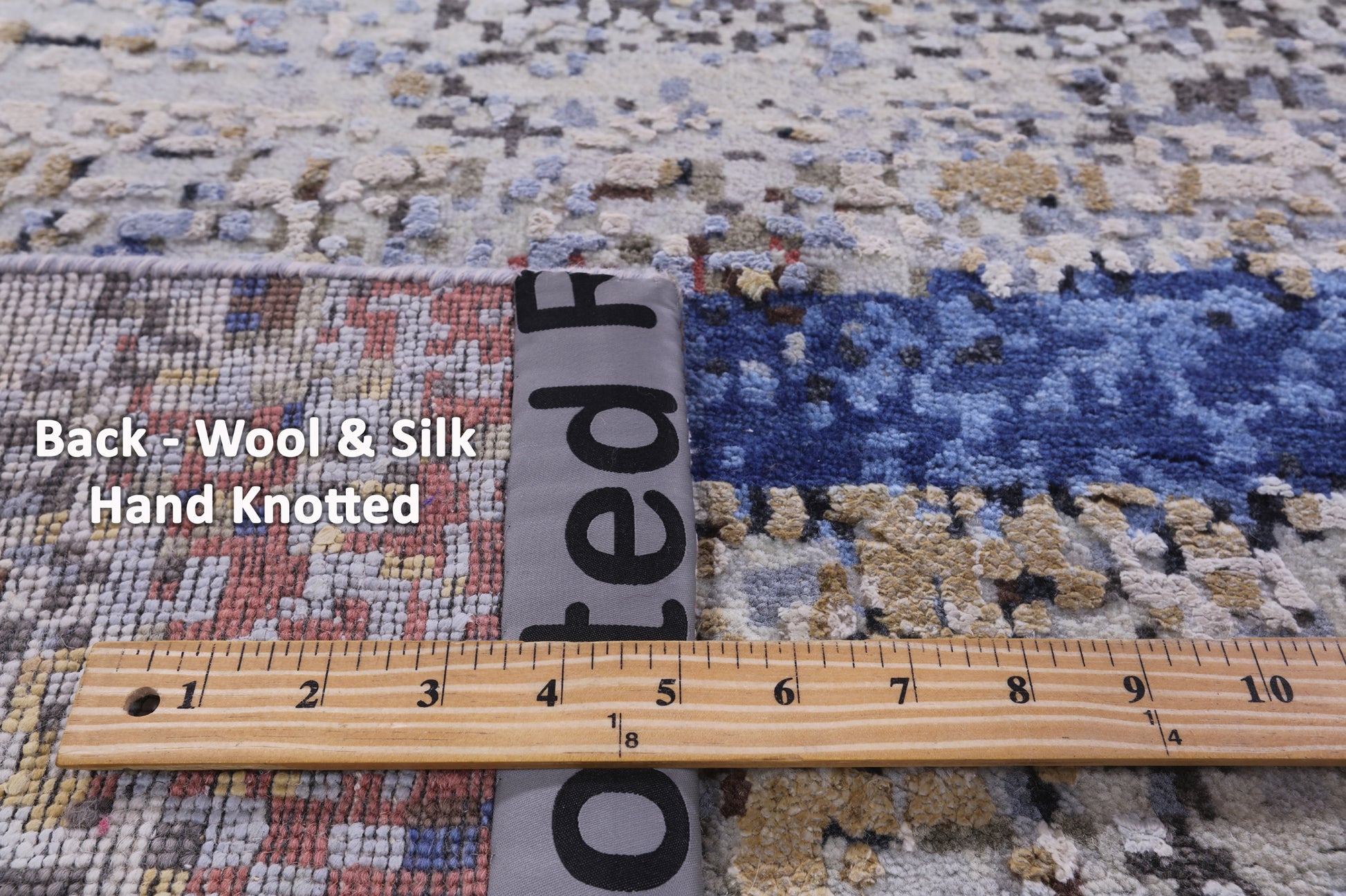 Abstract Contemporary Hand Knotted Wool & Silk Rug - 7' 10" X 10' 1" - Golden Nile