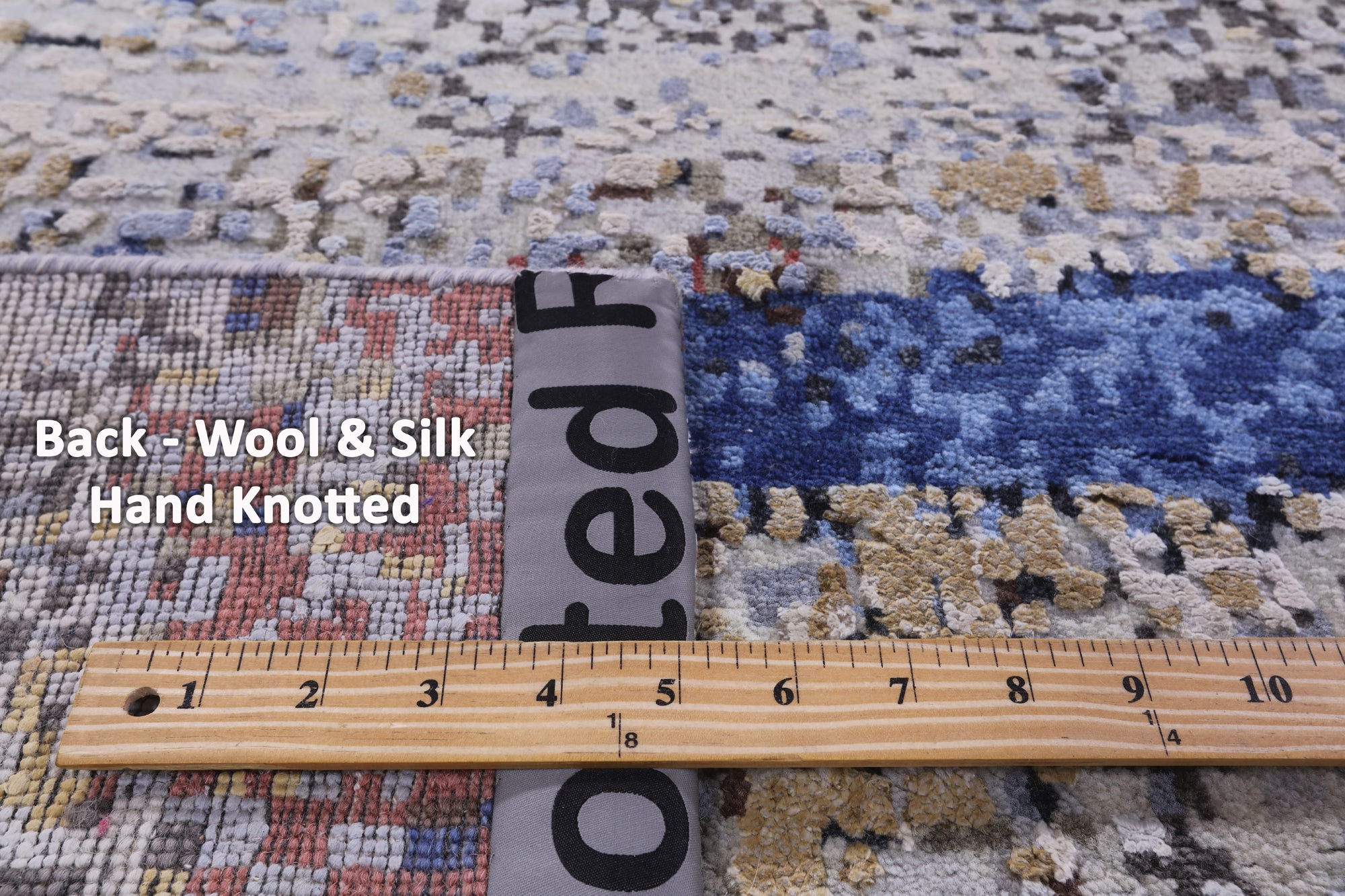 Abstract Contemporary Hand Knotted Wool & Silk Rug - 7' 10" X 10' 1" - Golden Nile