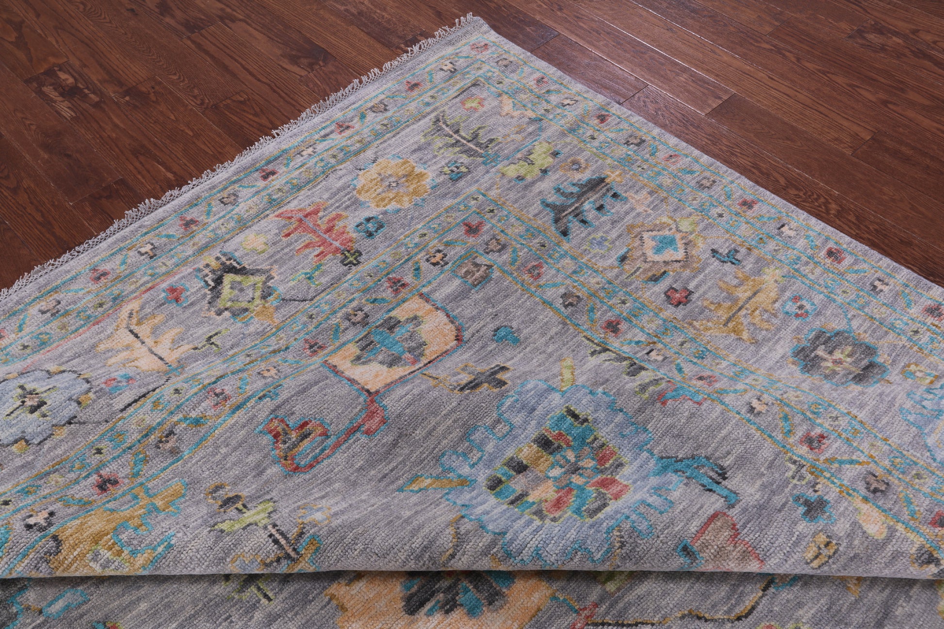 Grey Square Turkish Oushak Handmade Wool Rug - 10' 2" X 10' 3" - Golden Nile