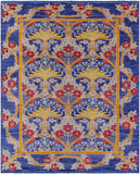 Blue William Morris Hand Knotted Wool Rug - 9' 5" X 11' 10" - Golden Nile
