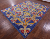 Blue William Morris Hand Knotted Wool Rug - 9' 5" X 11' 10" - Golden Nile