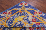 Blue William Morris Hand Knotted Wool Rug - 9' 5" X 11' 10" - Golden Nile