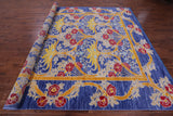 Blue William Morris Hand Knotted Wool Rug - 9' 5" X 11' 10" - Golden Nile