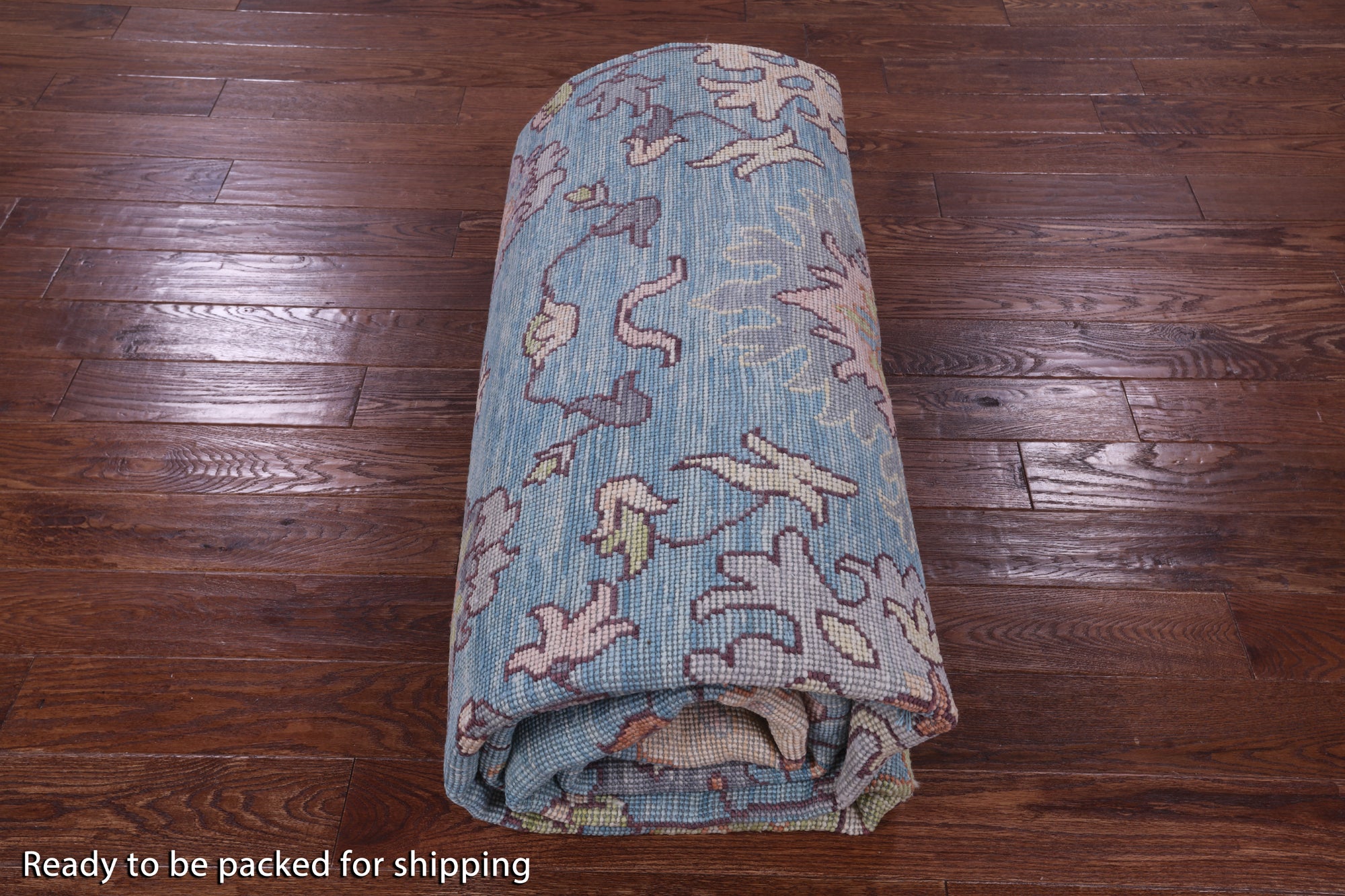 Blue Turkish Oushak Hand Knotted Wool Rug - 9' 11" X 14' 3" - Golden Nile