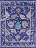 Blue Turkish Oushak Handmade Wool Rug - 8' 0" X 10' 6" - Golden Nile