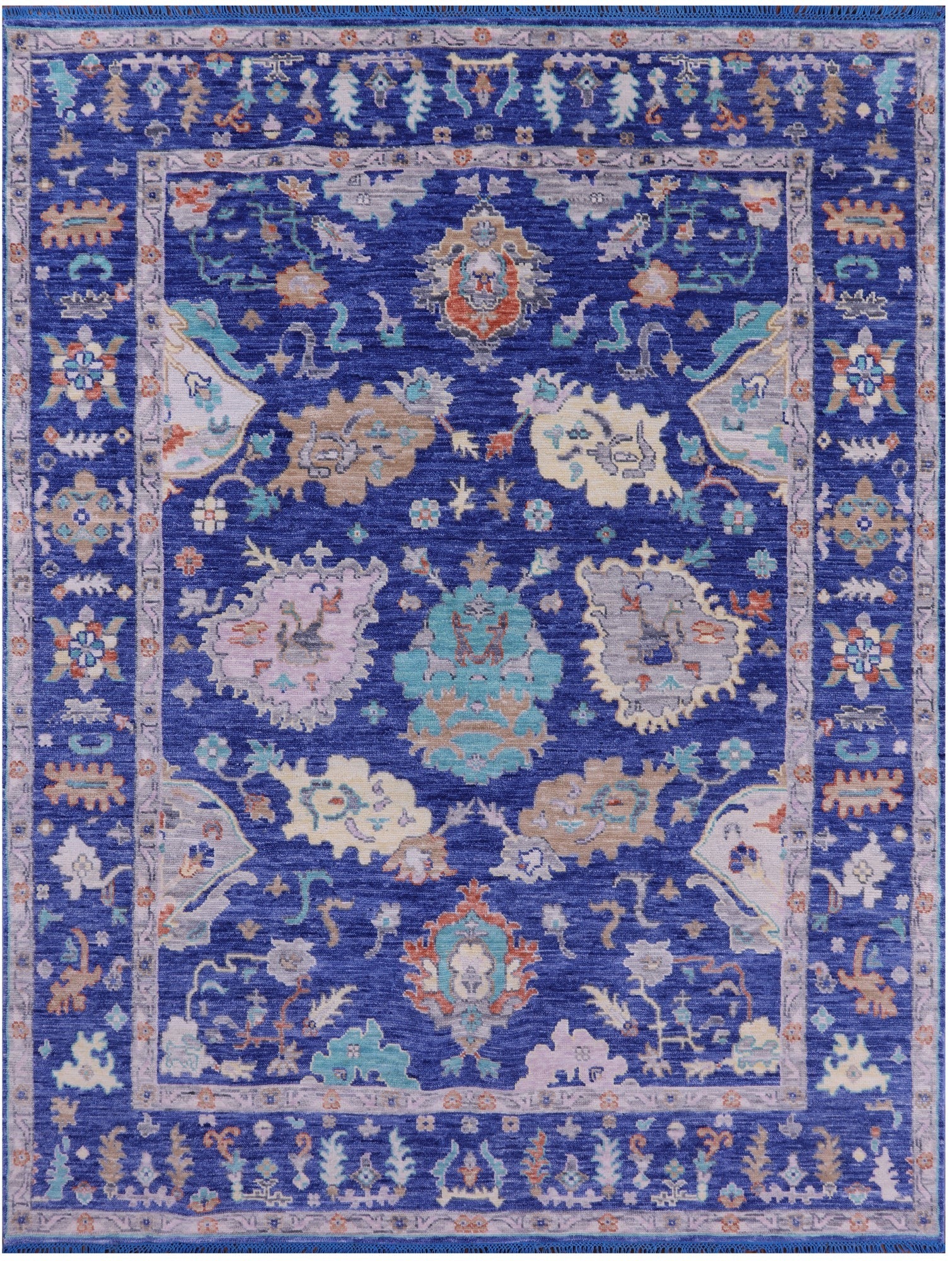 Blue Turkish Oushak Handmade Wool Rug - 8' 0" X 10' 6" - Golden Nile